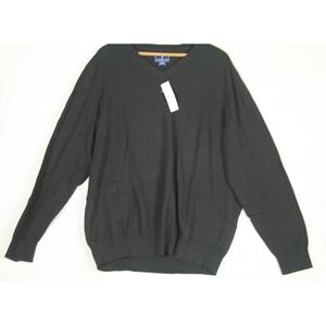 Lanesboro Mens V-Neck Sweater Black Solid Knit Long Sleeve Cotton Rayon XL NWT